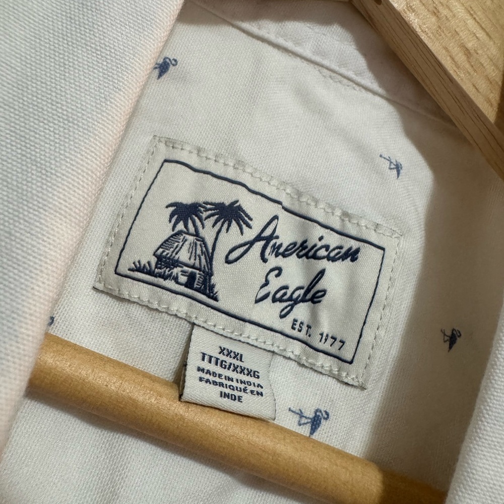 American Eagle Outfitters White Casual Button Down Shirt - Picture 3 of 4